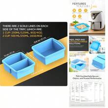 Silicone Freezer Trays With Lids, Set Of 2 - With 1cup And 2 CupSilicone Freezer Molds For Freezing Soups, Sauces And Individual Servings Of Lasagna, Casseroles, Dishwasher And Microwave - 2 Pack Blue - View 1