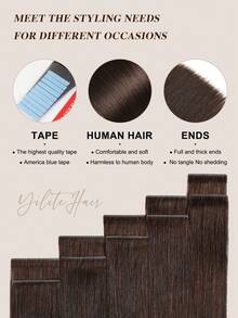 YILITE Skin Weft PU Tape On Hair 4x0.8cm 10PCS 20PCS Tape In Hair Extensions Human Hair Injected Invisible Tape Hair Extensions - S2 - View 5