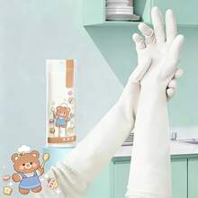1 双 38 厘米/14.96 英寸可重复使用清洁手套，可爱小熊印花设计，适用于洗衣、园艺、浴室清洁、旅行、节日等场合。 - 一雙 - 查看 4