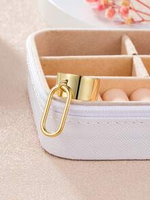 1pc Minimalist Oval Hoop Open Ring - Yellow Gold - View 3