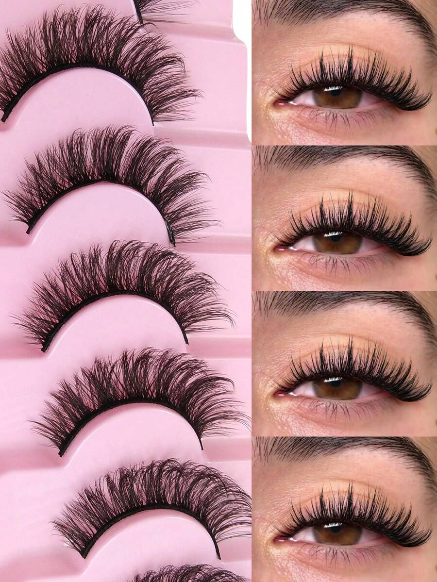 7 Cặp lông mi giả cao cấp, mềm mại, tự nhiên, kiểu dáng chữ thập, dày, nhẹ, có thể tái sử dụng.