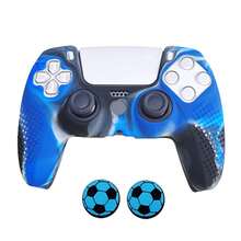 1 Set 5 Controller Cover + 2 Pcs Soccer Pattern Joystick Caps, Camouflage Design, Anti-Slip, Anti-Sweat, Anti-Scratch, Anti-Dust, Enhance Gaming Experience - View 12