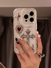 Ốp lưng điện thoại trong suốt phong cách Gothic cổ điển hình thánh giá, trái tim, ngọn lửa, động vật, rắn, tương thích với iPhone 17 AIR 16 15 14 13 12 11 Pro Max 14 15 Plus, trong suốt, chống sốc, mềm mại. - đi qua - Xem 3