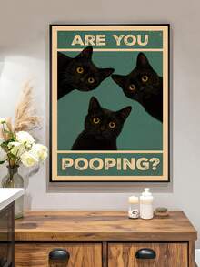 1张“你在拉屎吗？”猫咪海报，厕所笑话印刷品，趣味厕所墙面艺术装饰，复古字体猫咪印刷品，礼物，送给朋友的理想礼物，卧室艺术印刷品，客厅装饰，办公室装饰，浴室装饰，厕所海报，墙面艺术，墙面装饰，家居装饰，房间装饰，帆布墙面艺术，海报，带框墙面艺术，可选画框 - A - 查看 3