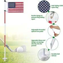 6ft Golf Flagstick With Double-Sided American Flag, Portable 5-Section Design For Backyard Putting Green & Driving Range - 1 Pack - View 3