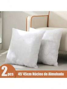 2 pcs Inserc de Almohada con  Rellenos de Almohada Inserc de Almohada de 45 x 45cm Núcleo de Almohada para sofá Cama Blanco cuadrado tela no tejida - Blanco - Ver 2