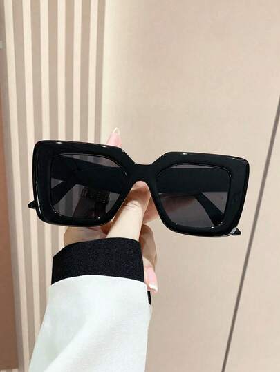 1副新款时尚女士大框黑色户外运动时尚眼镜，欧式沙滩配饰，女士时尚防晒眼镜，适合秋冬季商务休闲场合，可作礼物，豹纹印花，夏季海滩度假户外旅行