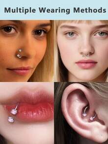 Horseshoe Nose Ring For Women Stainless Steel Lip Helix Piercing Jewelry Septum Rings-And Upgraded Anti-Slip Piercing Taper Ball Grabber Tool - As Shown In the Figure - View 3