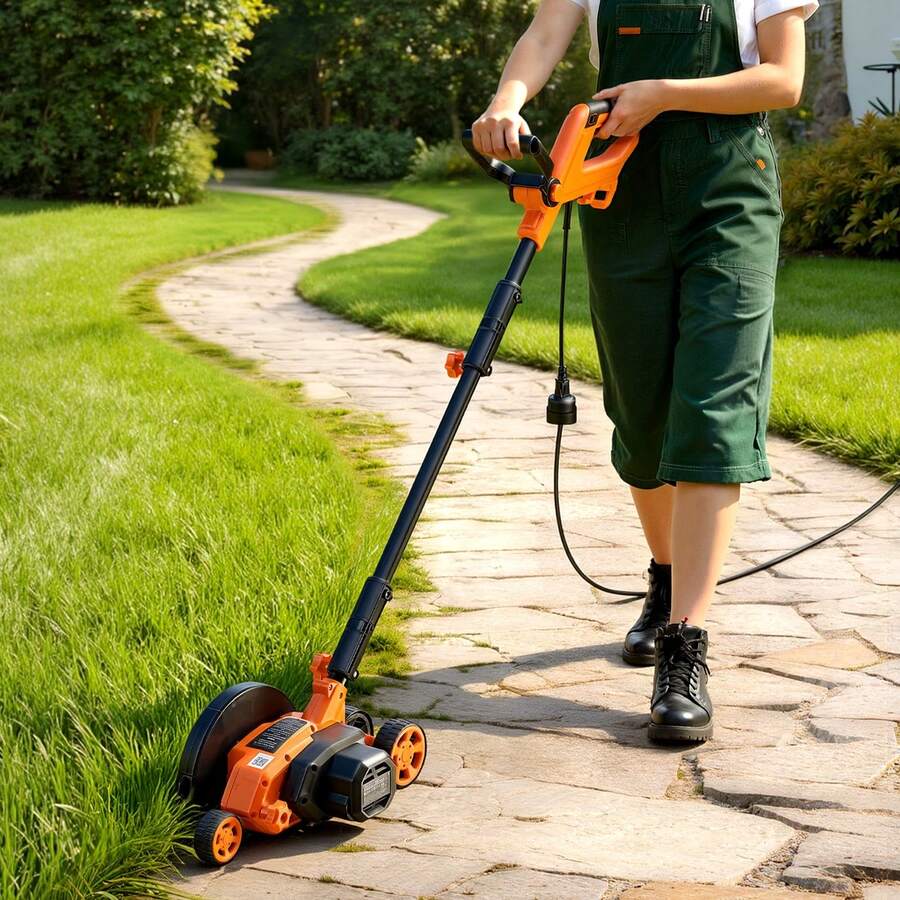 Lawn Edger, 8-Inch Blade Length, 12 Amp Electric Edger Lawn Tool, 4000 RPM, With 3-Position Blade Depth, 65 Mn, Pivoting Handle, Dual Wheels, For Lawns, Driveways, Yards, And Sidewalk Edges - 8" - 查看 1