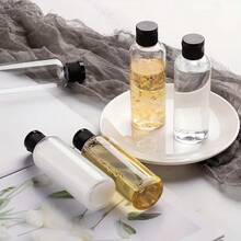 5个3.4盎司/100毫升旅行装带翻盖空瓶，非常适合化妆品旅行 - 黑色 - 查看 3