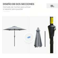 Outsunny Outdoor Parasol, Stand And Base - A - View 7