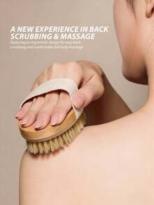2件套头皮刷+干刷身体刷，天然猪鬃去角质身体磨砂刷，带按摩凸点，适用于干性皮肤，促进血液循环和淋巴引流，改善肌肤弹性。 - 彩色 - 查看 5
