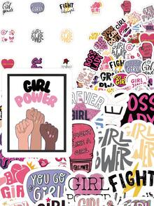 55 Pcs Girl Power Stickers Set – Retro Pop Style Attitude Slogans, Waterproof & UV-Resistant PVC For Laptops, Water Bottles & Skateboards Scrapbook Supplies Stationery Funny Stickers Kindle - Girl Power - View 4