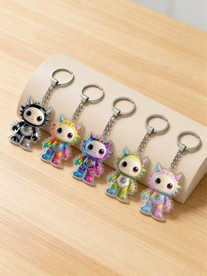 1pc Fashionable & Creative Colorful Monster Acrylic Keychain, Transparent Glossy Unisex Key Holder, Durable Acrylic Material For Bag, Pencil Case, Pendant, Suitable For Party Favors, Gifts For Friends, Creative Home Decor
