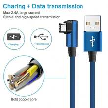 Cable de carga súper largo de 1m/2m/3m, cable de carga de nailon trenzado, carga rápida USB multicolor, compatible con Huawei, compatible con Samsung, adaptador de carga universal eficiente - Multicolor - Ver 8