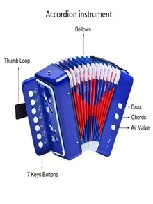 1pc Mini Accordion, 10-Key Control, Lightweight, Suitable For Adult Beginners, Learning Small Instrument - Perfect Musical Instrument Gift - Multicolor - View 8