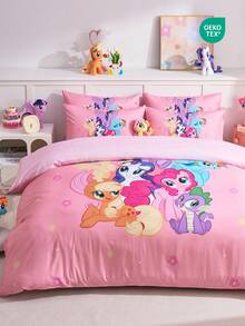 MY LITTLE PONY 2/3件套床上用品，可爱卡通图案，舒适透气，亲肤柔软，不易起球，家用纺织品，房间装饰，包含1个被套和1/2个枕套，不含被芯，适用于单人床/双人床/大号床/特大号床，四季皆宜，可机洗，精美礼品，通过OEKO-TEX认证 - 彩色 - 查看 2