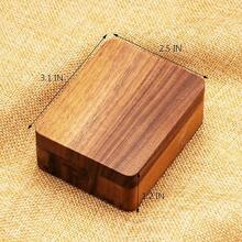 Natural Walnut Wood Necklace Box With Mirror Inside,Pendant Storage Case Jewelry Display Box For Anniversary Propose Christmas - 米色內襯 - 查看 8