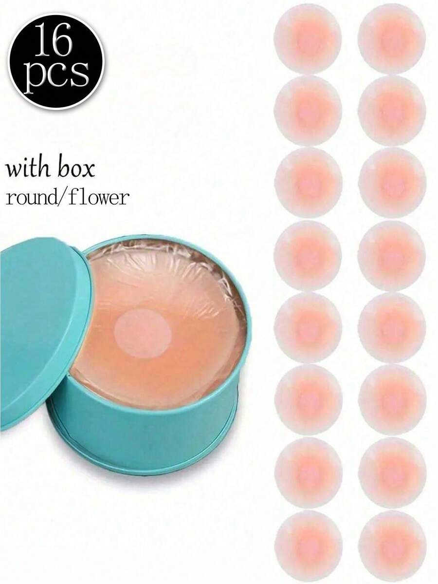 2/8/16 Pairs Reusable Nipple Covers For Women, Silicone Invisible Breast Petals With Travel Case - Pink - View 1