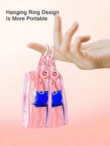 Portable Mini Transparent Zipper Storage Bag, Compact Multifunctional Storage Bag, Headphone Charger Storage Cassette Keychain, Transparent Travel Accessories, Exquisite And Compact, Suitable For Storing Small Items, Data Cable Storage Bag, Bracelet Storage Bag, Makeup Bag, Sparkling Pink Flower Letter A To Z Pattern (Zipper Style And Color Random) - Multicolor - View 5