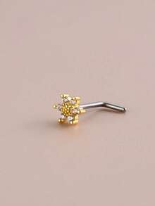 1个金色花朵鼻钉 - 金黃色 - 查看 3
