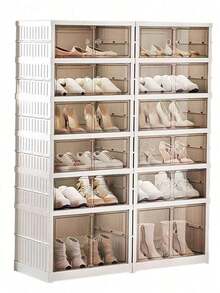 3/6/9layer Foldable Shoe Rack, Suitable Wardrobes, Plastic Shoe Racks, Foldable Shoe Storage Boxes, Stackable Transparent Shoe Boxes With, Easy-To-Assemble Shoe Cabinets, Living Room Entrance, Bedroom And Dormitory Accessories, Storage And Organization - View 11