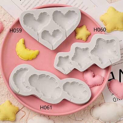 蕾丝彩色爱心云星硅胶模具 DIY