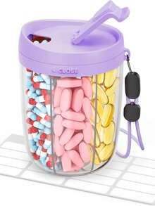 6-Compartment Large Capacity Portable Pill Organizer, Wide Mouth Anti-Mix Pill Box, Travel Pill Box, Can Hold Large Amount Of Supplements, Easy To Take Out, Travel Accessory, Back To School Season - Multicolor - View 21