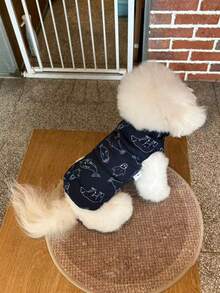 Áo khoác mùa đông ấm áp cho thú cưng với họa tiết động vật biển dễ thương. - Xanh đậm - Xem 10