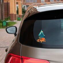 Vinyl Mountain Tree Decal, Adventure Camping Landscape Sticker With Tent And Trails, Matte Finish, Irregular Shape, Single Use, Plastic Surface Applicable, Self-Adhesive Mounting, Front Placement Option - A - View 3