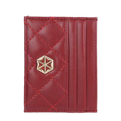 Baellerry 1pc Fashionable Minimalist Diamond Pattern Card Holder, Women's Compact Credit Card Wallet, High-Quality PU Leather Multi-Card Slot Design, Business/Commute Portable Gift