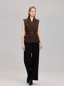 Áo khoác vest hai hàng cúc thanh lịch dành cho nữ - màu nâu - Xem 9