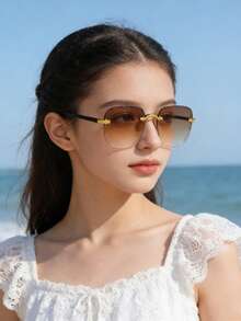 3副欧美风大框方形时尚眼镜，斜边设计，适合街头风、时装秀、校园旅行等场合。 - 彩色 - 查看 7