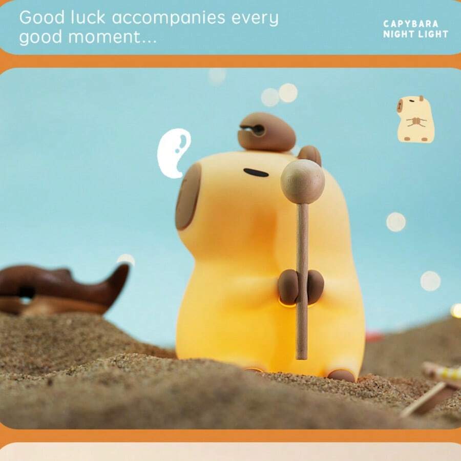 Kawaii Capybara LED Night Light , Night Light Cute Animals, Silicone Nursing Light, Dimmable Touch Type-C Lamp,LED Squishy Bedside Lamp, Funny Gifts , Night Light, Dimmable Silicone Touch Bedside Lamp, With Timer, USB RechargeableNight Light - Multicolor - View 1