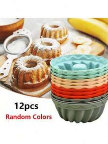 12pcs Pumpkin Shaped Silicone Mold, Non-Stick, Heat-Resistant, Easy To Clean, Suitable For DIY Cakes/Desserts/Jelly, Great For Baking With Friends And Family, Applicable For Easter, Birthday, Mother's Day And Other Occasions - View 7