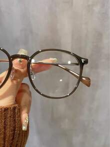 1 Pair Unisex Round Casual Glasses, Prevent Visual Fatigue, Suitable For Computer, TV, Gaming And Smartphone Use, Transparent Lenses - Clear - View 4