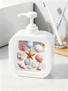 Ocean Theme Soap Dispenser With Starfish, Coral And Seashell - Ocean Style Decorative Liquid Soap Container Suitable For Bathroom, Kitchen Sink, Countertop - Easy To Clean Decorative Accessory - Multicolor - View 5