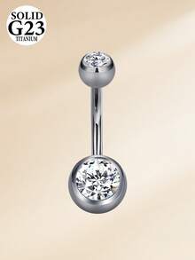 14G Anillos de ombligo de aleación de titanio G23 flotantes para mujeres, anillos de ombligo con CZ de respaldo plano, barra de ópalo en forma de corazón curvo, joyería de piercing de ombligo 10mm - Plateado - Ver 11