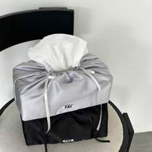 韓国風布製ティッシュバッグ、リビングルームやキッチン用ティッシュカバー、布製巾着袋、軽やかな高級感のある装飾ティッシュボックス - 巾着ティッシュバッグ - チェックする 18