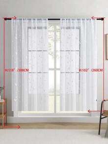 1 pièce Rideau transparent brodé, motif floral, avec poche pour tringle, en fibre de polyester avec protection UV et respirabilité, convient pour le salon, la chambre à coucher, la salle à manger - Blanc - Voir 50