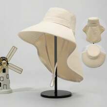 New Summer Ice Silk Large Brim Sun Hat For Women, Sun Protection, UV Protection, Neck Protection, Bucket Hat, Sun Hat - A - View 1