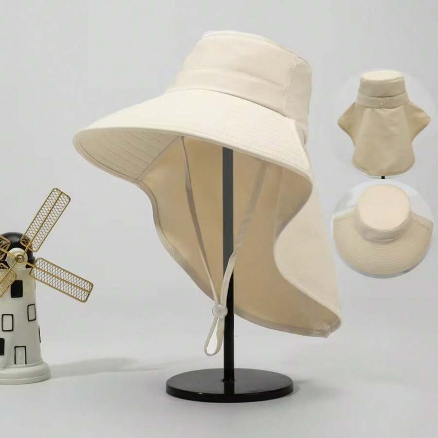 New Summer Ice Silk Large Brim Sun Hat For Women, Sun Protection, UV Protection, Neck Protection, Bucket Hat, Sun Hat - A - View 1