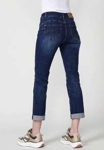 Koroshi Women's Slim Push Up Jeans, Dark Blue, 98% Cotton, 2% Elastane, Sizes 34/36/38. If You're Looking For Pants That Combine Style, Comfort, And A Modern Design, These Stretch Jeans For Women Are The Perfect Choice. - Navy Blue - View 3