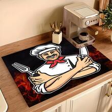 1 st. 2D-platt skyddsöverdrag, spisskydd tryckt av tecknad kock, modernt och lätt att rengöra, lämplig för alla kök, tvättmaskiner, torktumlare, spispanelskydd och glasspisskydd (spisersättning). - Multifärgad - Visa 18