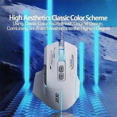 Acer OMW950 High-Performance Wired Gaming Mouse: Mechanical Macro Programming Function, Multi-Level DPI Adjustment, Precise Tracking Performance, Suitable For PCs And Laptops.