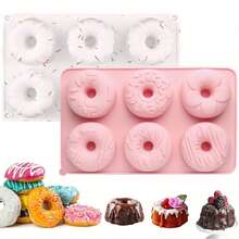 6-Cavity Silicone Mini Donut Cake Mold, Non-Stick Silicone Baking Mold Suitable For Making Donuts, Jelly, Cupcakes - Multicolor - View 1