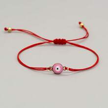 1pc Summer Boho Copper Bead Bracelet, Evil Eye Bracelet, Golden Bead Bracelet, Adjustable Red Bracelet, Red Woven Bracelet, Stackable Bracelet, Friend Gift, Bestie Bracelet, Birthday Gift, Family Gift, Valentine's Day Gift, Christmas Gift, Anniversary Gift - Multicolor - View 5