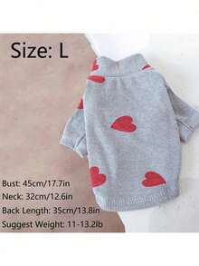 灰色爱心印花宠物休闲内衣，适合猫狗四季穿着 - 灰色 - 查看 8