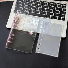 A6/A7单孔透明笔记本，粉色活页贴纸笔记本，贴纸笔记本，照片卡片收纳册，双扣软皮透明笔记本封套，手工DIY日记本，相册，贴纸，笔记本，计划本，学生文具，办公用品 - A - 查看 17