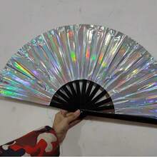 1pc Fashionable Laser Folding Fan, Party Decor To Set The Atmosphere, Lightweight & Portable For Travel, Stylish & Refreshing For Summer Outings, Photography Prop To Elevate The Look, Accessory For Street Style - Hand Fan - View 3
